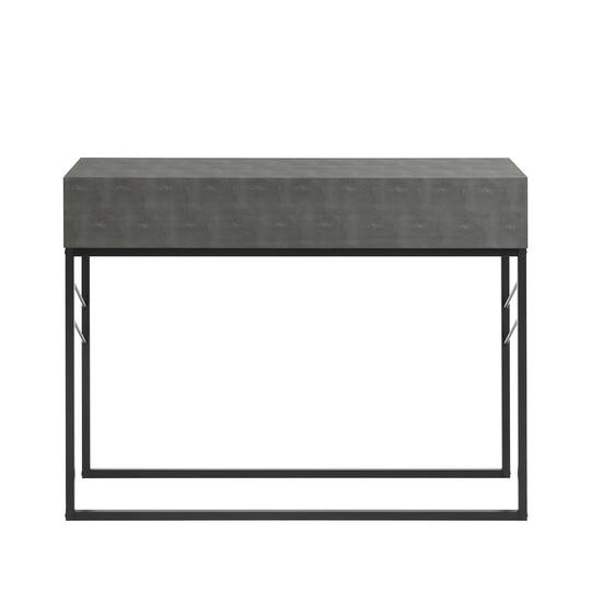 Walker Edison Gray 2-Drawer Faux Shagreen Entry Table
